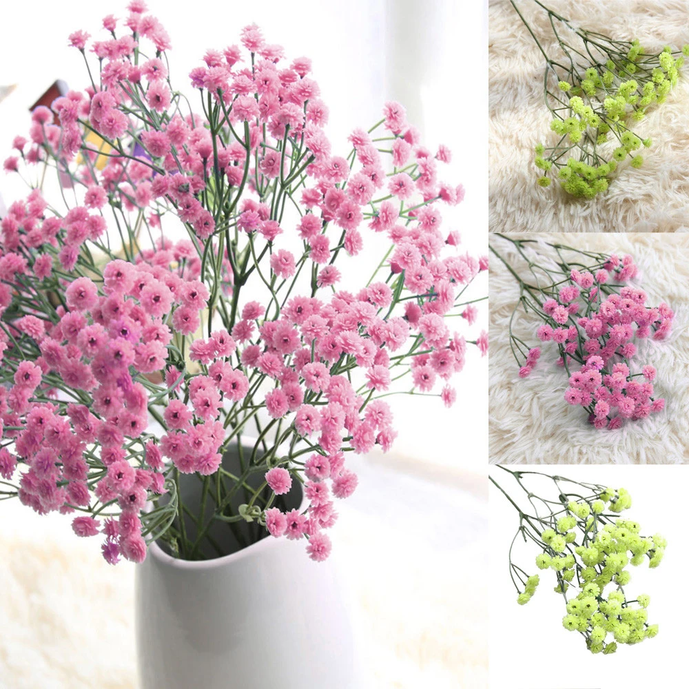 Pink Green Gypsophila Artificial Flower Baby Breath Fake Silk Floral Plant Home Wedding Party Decoration Products Artificial Dried Flowers Aliexpress