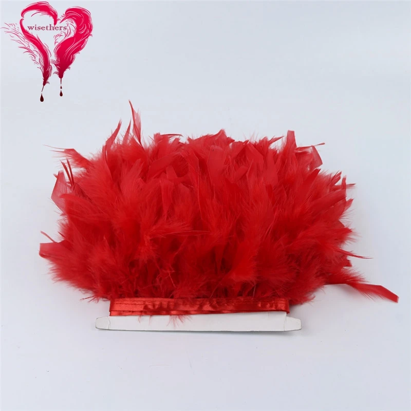 3 red chandelle turkey feather trims 1