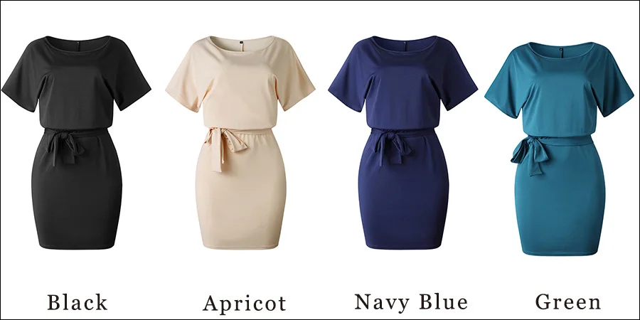 Gladiolus 2019 New Summer Women Dress Short Sleeve O Neck Tunic Casual Midi Dress With Belt Ladies Dresses Sundresss Vestidos (32)