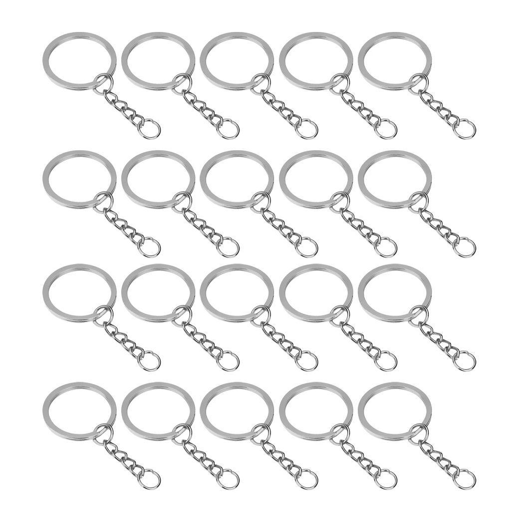 20pcs DIA 1.1inch/28mm Metal Split Key Ring with Chain Key Ring Keychain Ring Parts for DIY Crafts (Platinum, Gold)