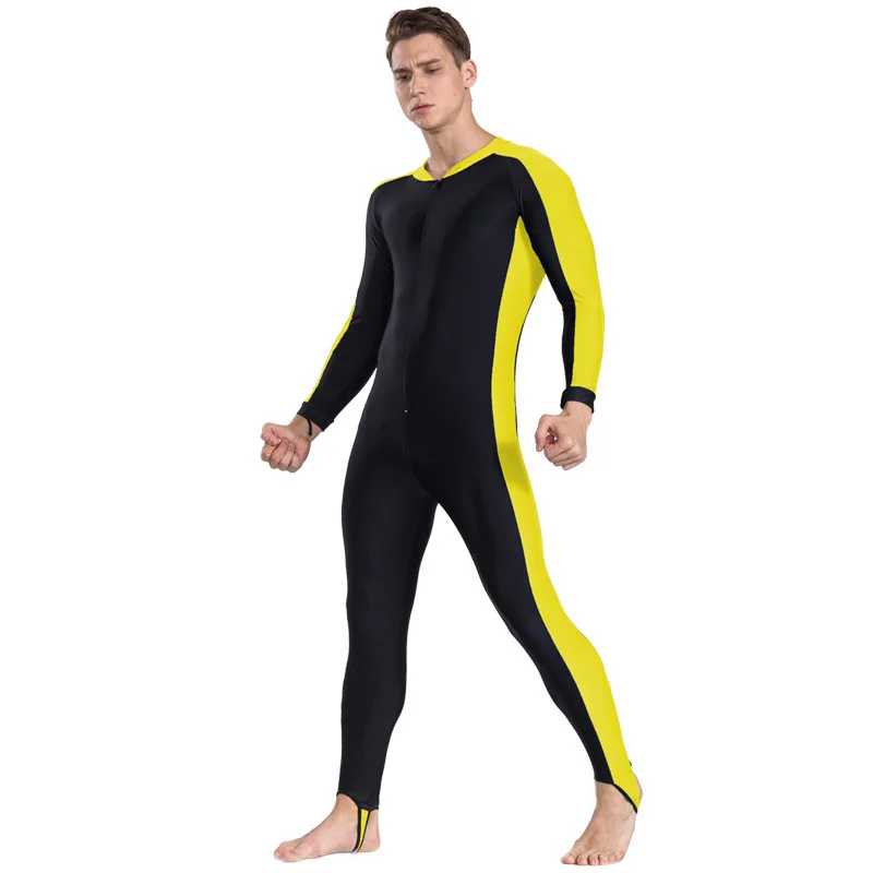 Men Yellow SBART UPF 50+ лайкра гидрокостюм для дайвинга анти-УФ цельный Рашгард с длинным рукавом купальный костюм для серфинга для мужчин и женщин Защита от солнца - Цвет: Men Yellow