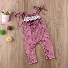 Милые Шелковые Летние однотонные комбинезоны без рукавов для маленьких девочек, одежда для малышей, штаны, одежда