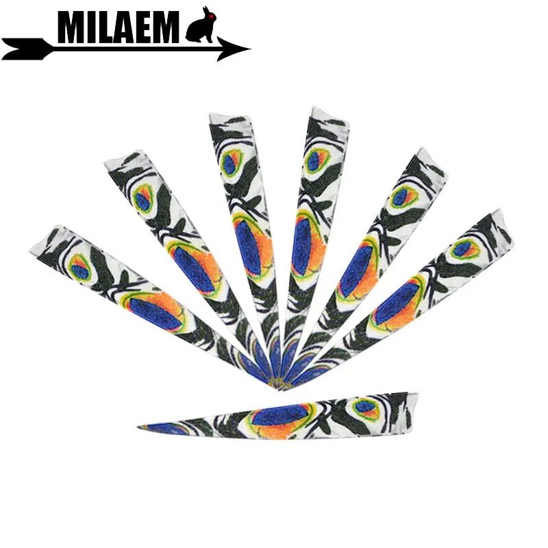 

50pcs 4inch Archery Turkey Feathers Shield-shape Peacock Pattern Arrow Fletching Bow And Arrow Hunting Shooting Accessories