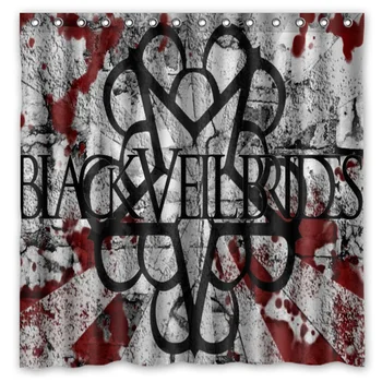 

180x180cm Waterproof Bath Shower Curtain with Hooks Black Veil Brides Bathroom Curtains Rideau de douche Cortina de la ducha