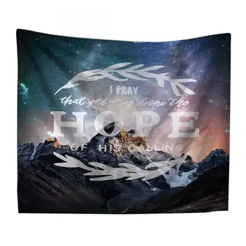 

Landscape Tapestry Wall Hanging Mountain Starry Sky Tapestry Wallpaper Printed Letters Success Hope Wall Sticker Room Decor