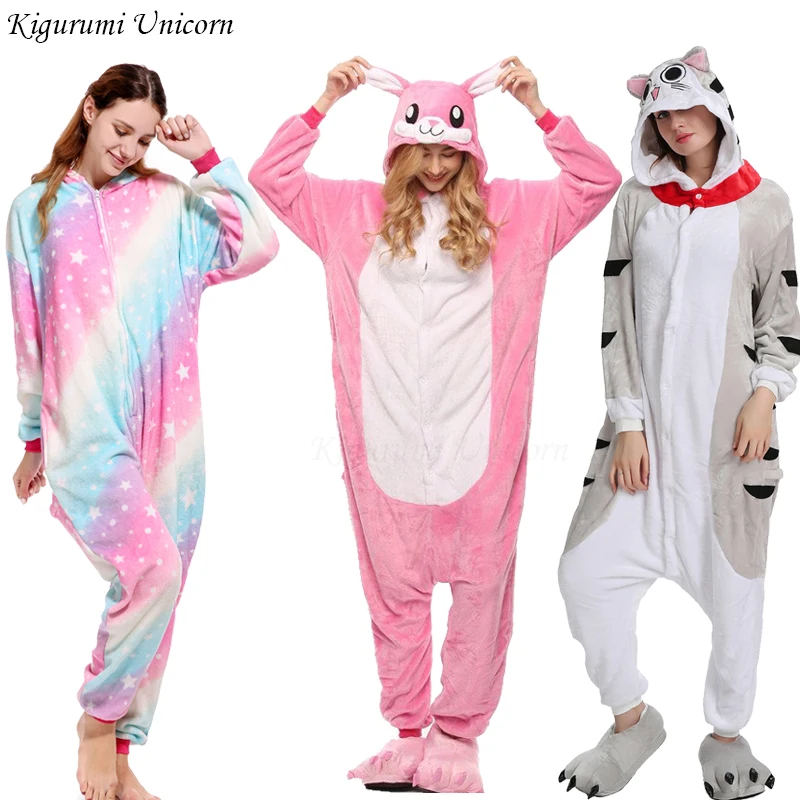 

New Women Kigurumi Unicorn Pajamas Sets Flannel Cute Animal Pyjamas kit Women Winter unicornio Nightie Pajama Sleepwear Homewear