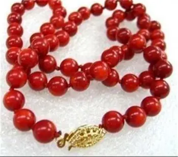 

FREE SHIPPING Red Sea Coral Round Beads Necklace 18"