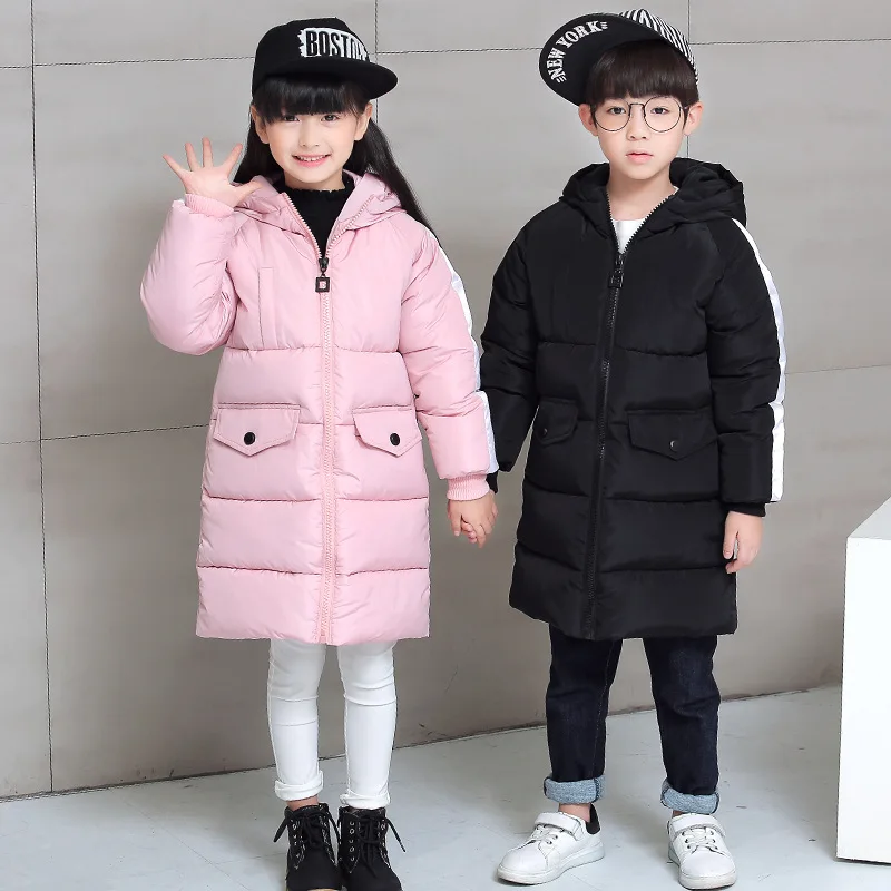 winter kids warm coat fashion new girls long down coat children hooded