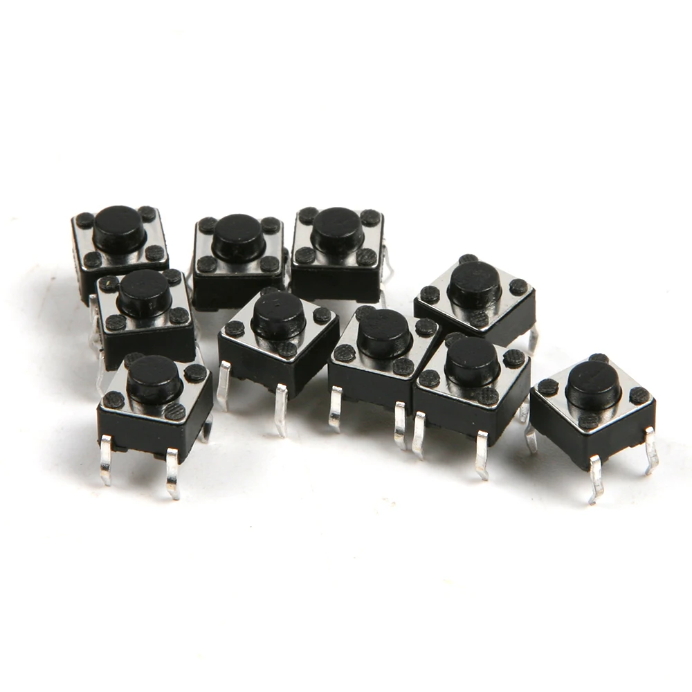 

Newest 20/30/40/50/100Pcs 6X6X5mm 4PIN DC 12V/0.1A Push Button Switch Direct Plug-in Self-reset Momentary Tactile Micro Switch