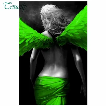 

Touoilp DIY Diamond Painting Green wings woman Cross Stitch Needlework Rhinestone Mosaic 5D Diamond Embroidery Home Decor