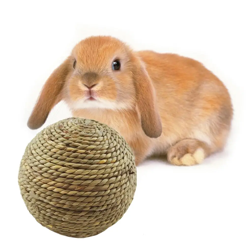 Маленький питомец жевательная игрушка шар из натуральной травы чистящие игрушки для зубов кролики кошки маленькие грызуны зубы шлифовальная игрушка товары для животных горячая распродажа