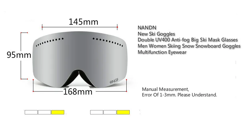 NANDN лыжные очки двойные UV400 Анти-туман большие Лыжные маски очки для мужчин и женщин Снег Сноубординг очки многофункциональные лыжные очки