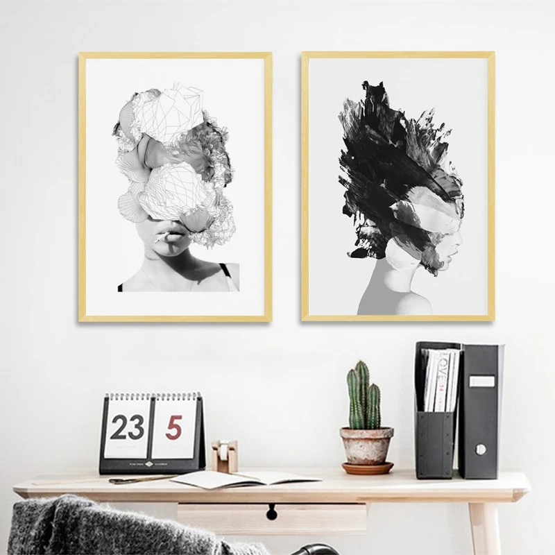 Woman Abstract Collage Poster Canvas Prints Home Decor