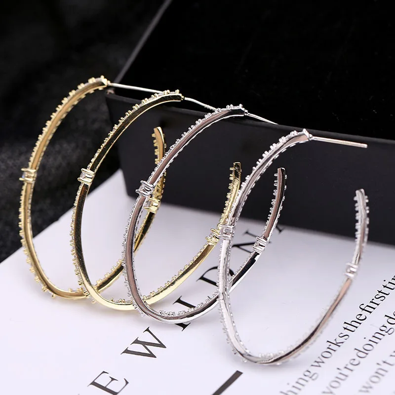 choucong Handmade Hoop earring Pave setting AAAAA zircon 925 Sterling silver Party Wedding Earrings for women jewelry