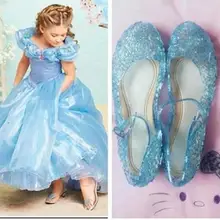 Высококачественные блестящие туфли Эльзы; нарядные сандалии для девочек; обувь с украшением в виде кристаллов для маленьких девочек; Новинка года; Брендовая детская обувь