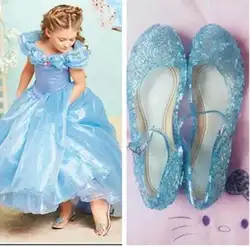 Высокое качество блеск Эльза Обувь для девочек сандалии для вечеринок Детские Обувь для девочек Кристалл Обувь 2017 бренд Новые Детские