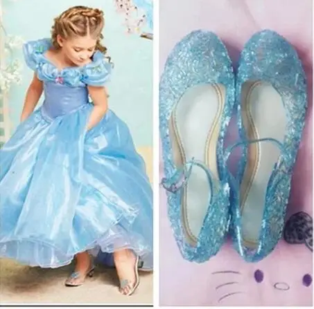 

High Quality Glitter Elsa Shoes Girls Party Sandals Baby Girls Crystal Shoes 2017 Brand New Children Shoes