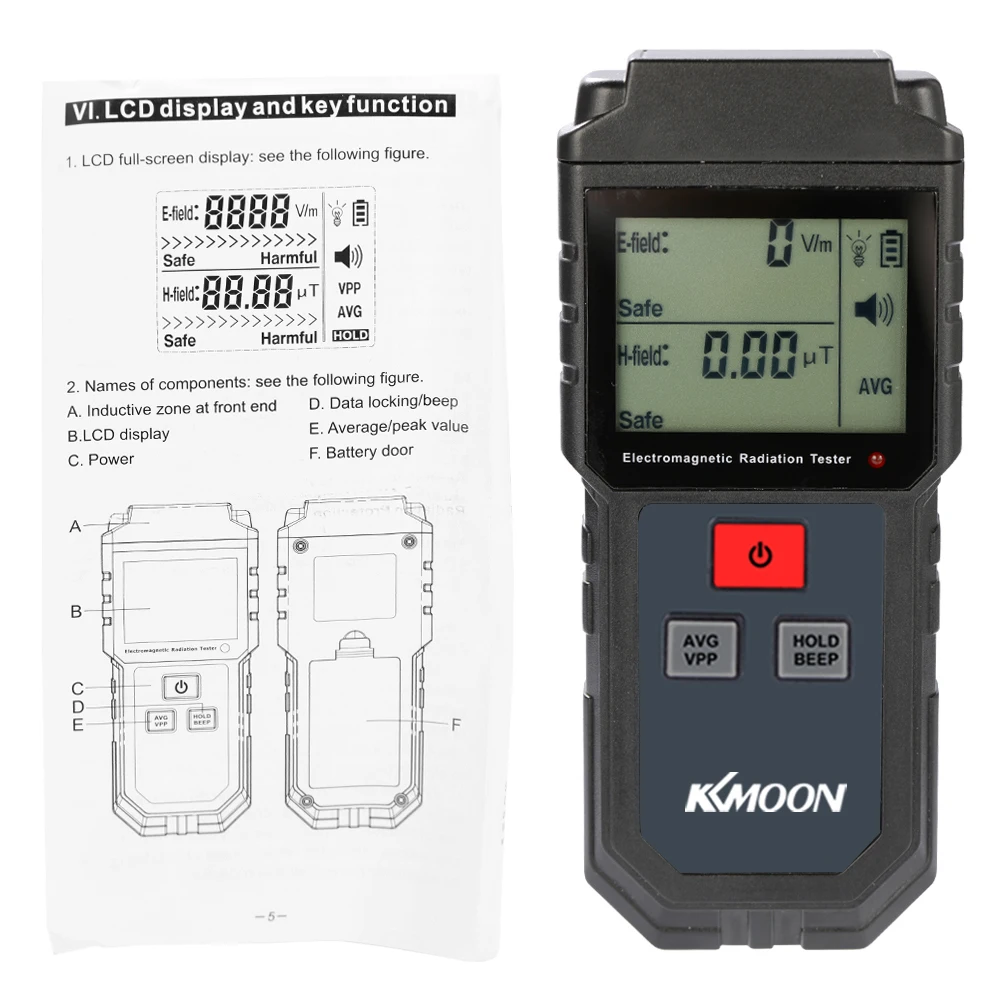 KKmoon Portable Electromagnetic Radiation Tester Handheld Digital LCD EMF Meter Electric Field Magnetic Dosimeter Detector | Инструменты