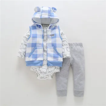 

2020 Full Top Rushed Baby Boy Girls Clothes Set Bodys Cotton Chaqueta Of Punto Con Capucha + Didn Ti Cuerpo 3 Has Arrived Toget