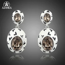 AZORA 2015 el Último Diseño Encantador Oval Huevo Stellux Austrian Crystal Pave Pendientes de Gota para Las Mujeres TE0204