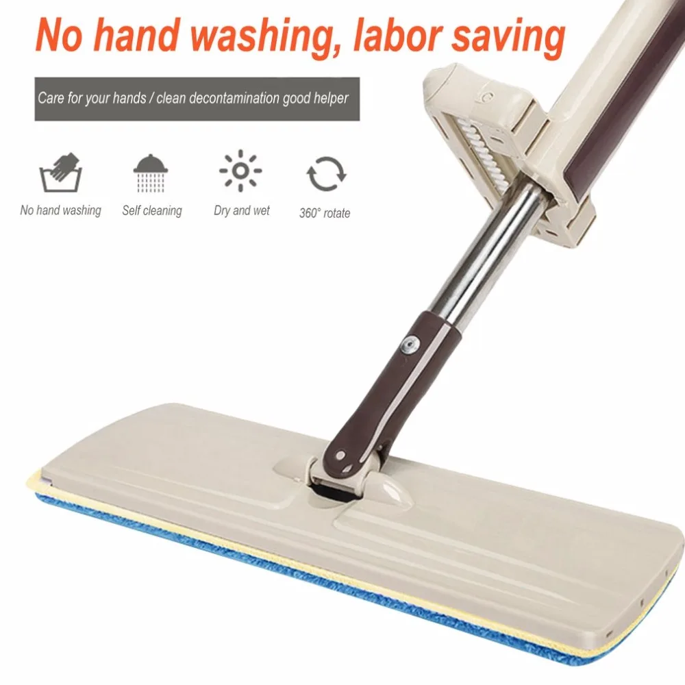 

Hand wash-Free Flat Mop Wood Floor Household Supplies Hands-Free Telescopic Washable Floor Single-Side Flat Mop Wareshouse Send