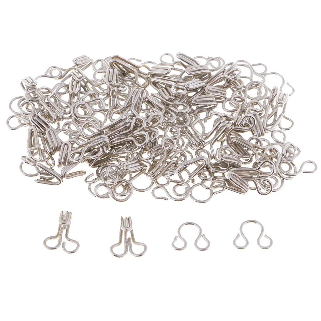 50 Sets Silver Black Metal Hook and Eye Closure Sewing Fasteners for Fur Dress Skirt Collar Bra Sew