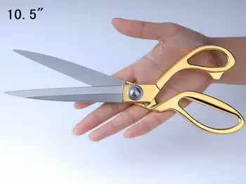 

10.5" Stainless Steel Tailor Scissors Ribbon Cutting Scissors Gold Handle Dressmaker Scissors