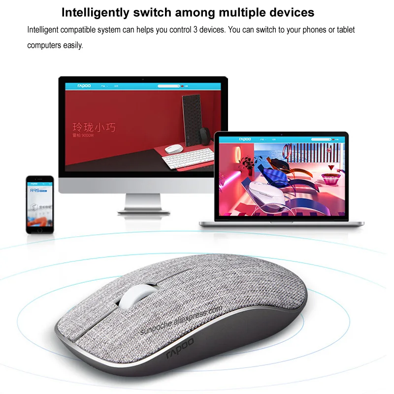 Rapoo Wireless Mouse Ergonomic Silent Office Game Mice 2.4G WiFi Bluetooth 3.0/4.0 Control Connect Computer Tablet Gaming Mouse