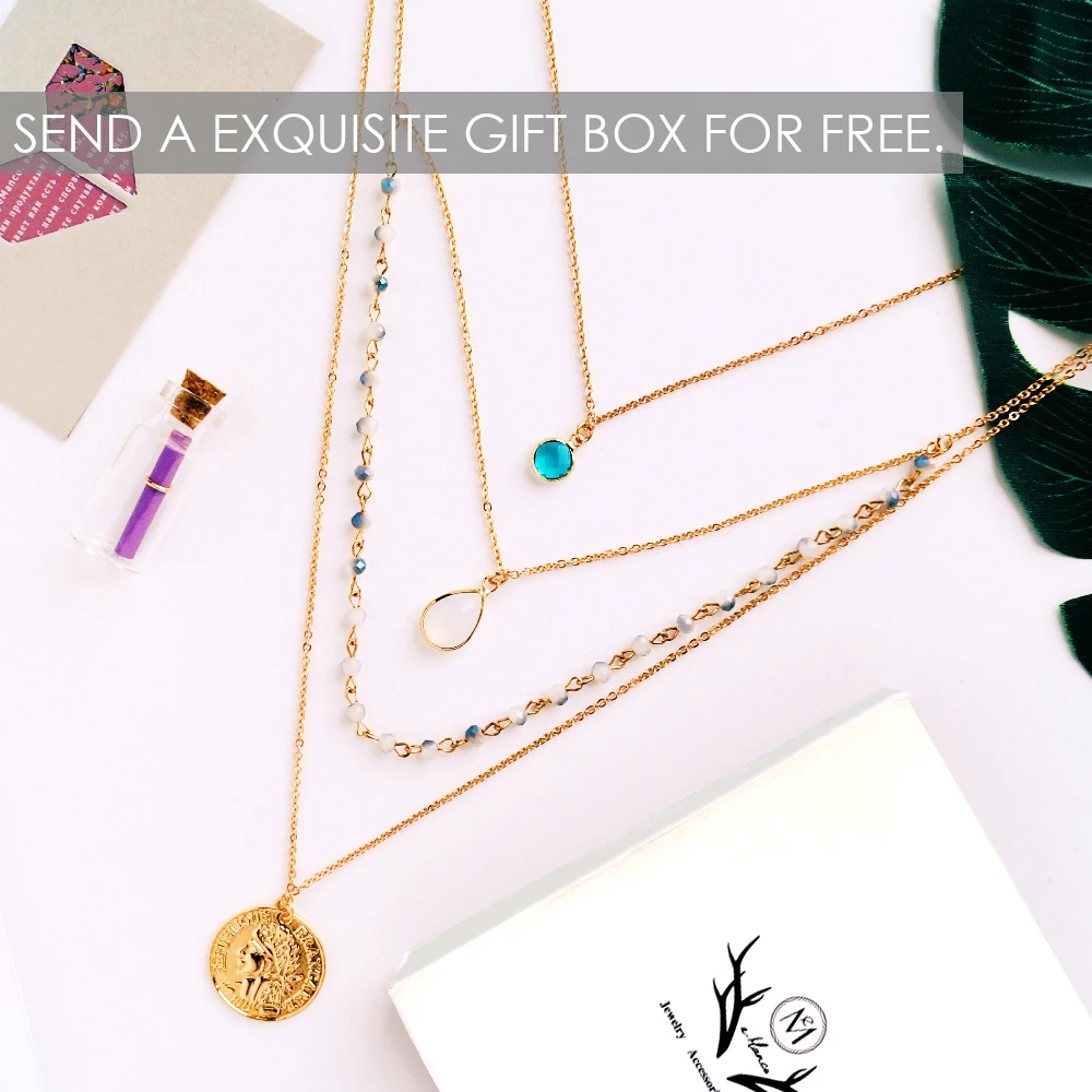 eManco Multi Layered Necklace Crystal Beads Chain Vintage Old Coin pendant necklace New Arrivals For Women Fashion Jewelry