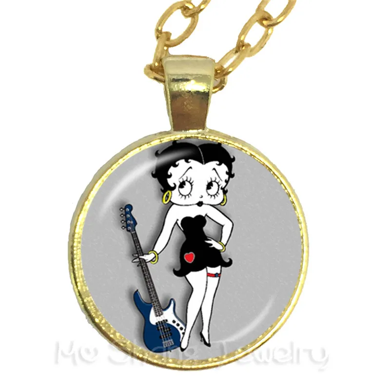 1 шт. 25 мм круглый стеклянный кабошон ручной работы Betty Boop Ожерелье для друзей стеклянный кулон ювелирные изделия для женщин девочек лучший подарок