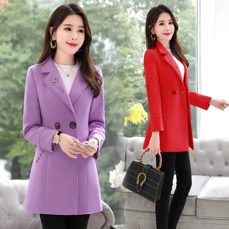 

spring autumn womens long woolen jacket coat new Slim short woolen coat Female Casual warm Wool & Blends coat jacket