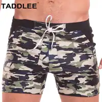Taddlee ブランド水着男性水着セクシーな水泳ボクサープラスサイズロング基本ビーチトランクス簡単なサーフ迷彩ポケットサーフボードショーツ