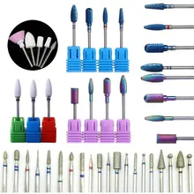 " 32 новые электрические керамические сверла для дизайна ногтей, радужные карбидные алмазные головки, синие сверла для маникюра, инструмент для чистки ногтей