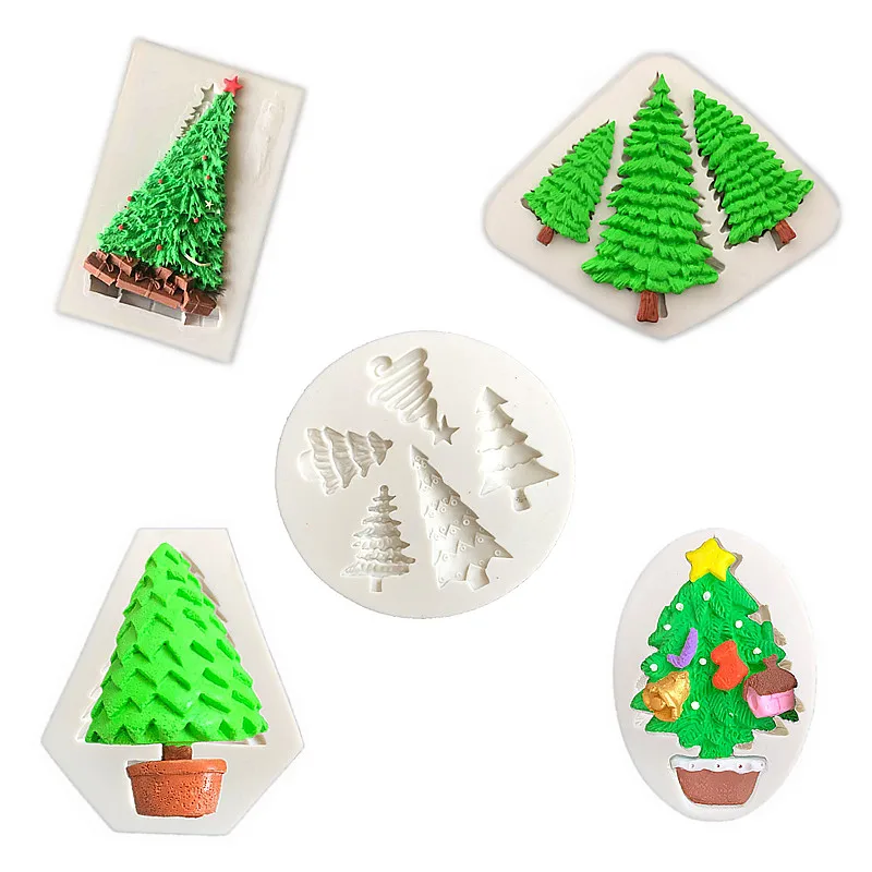 

Christmas Tree Fondant Cake Silicone Mold Chocolate Candy Molds Cookies Pastry Biscuits Mould Baking Cake Decoration Tools Aouke