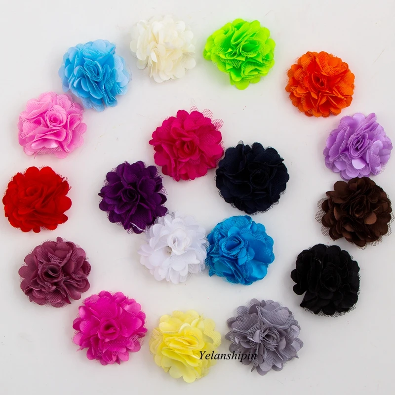 50pcs Mesh Chiffon Hair Fabric Flowers For Baby Headbands Girls Hair Accessories