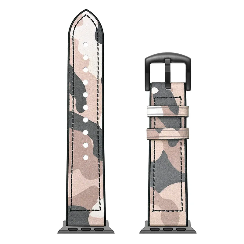 Camouflage pink Onthelevel Винтаж Натуральная кожа браслет или ремешок для ручных часов Apple ремень аксессуары для наручных часов, ремешок для Apple Watch 38 мм 42 мм для наручных часов iWatch серии 1/2/3/4 - Цвет ремешка: Camouflage pink