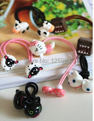 

Free Shipping,2017 New MOQ=20pcs Girl Kids Tiny Hair Accessary Cartoon Hair Bands Elastic Ties Ponytail Holder