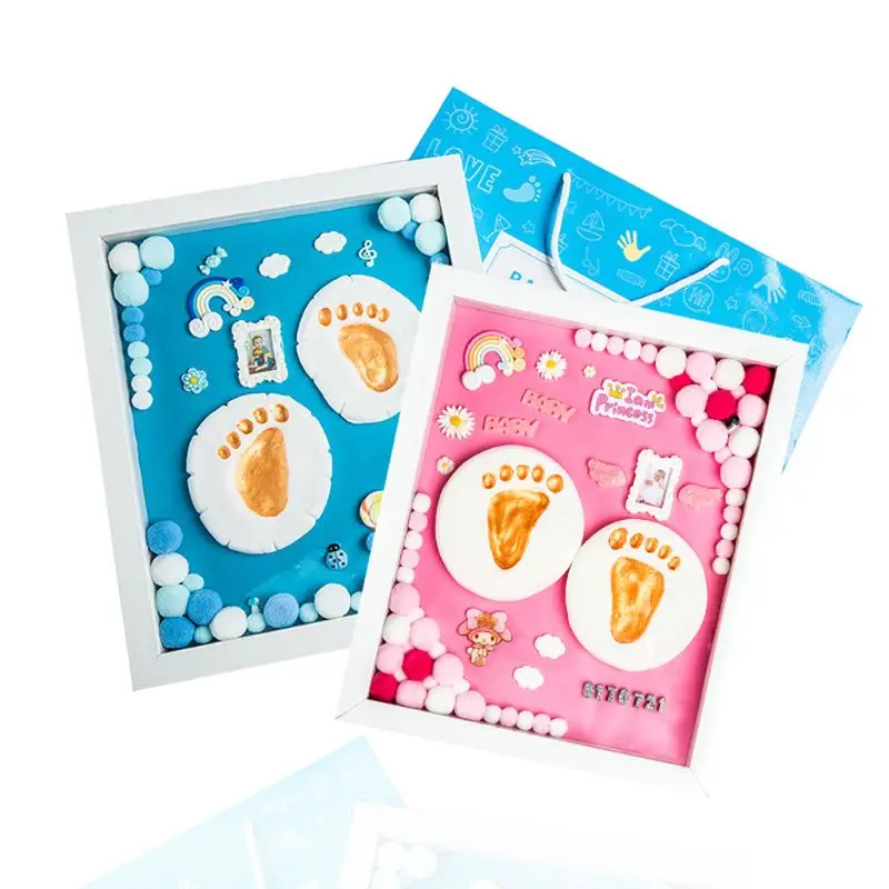 

1 Set Photo Frame DIY Baby Footprint Ink Pad Hand Print Memorial Commemorative Gifts Newborn Foot Print Handprint