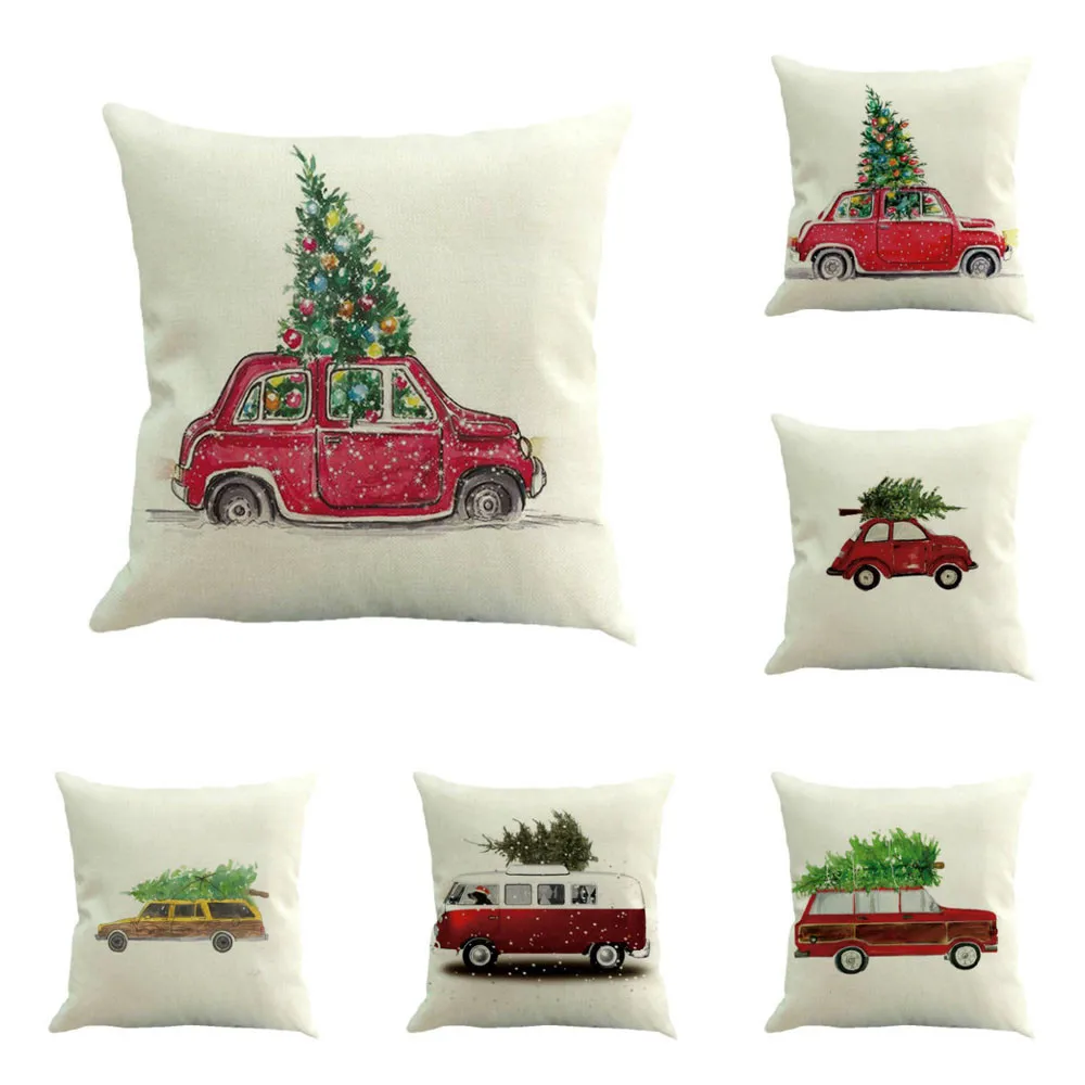 

Christmas Flax Cotton Linen Home Waist Cover Throw Pillow Decorative Case Covers Home New Year New Arrival Gifts