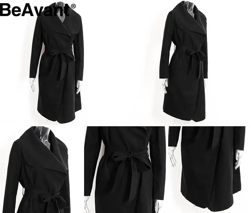 BeAvant теплое шерстяное пальто с оборками женское розовое длинное пальто с отложным воротником осеннее женское черное зимнее пальто Верхняя одежда