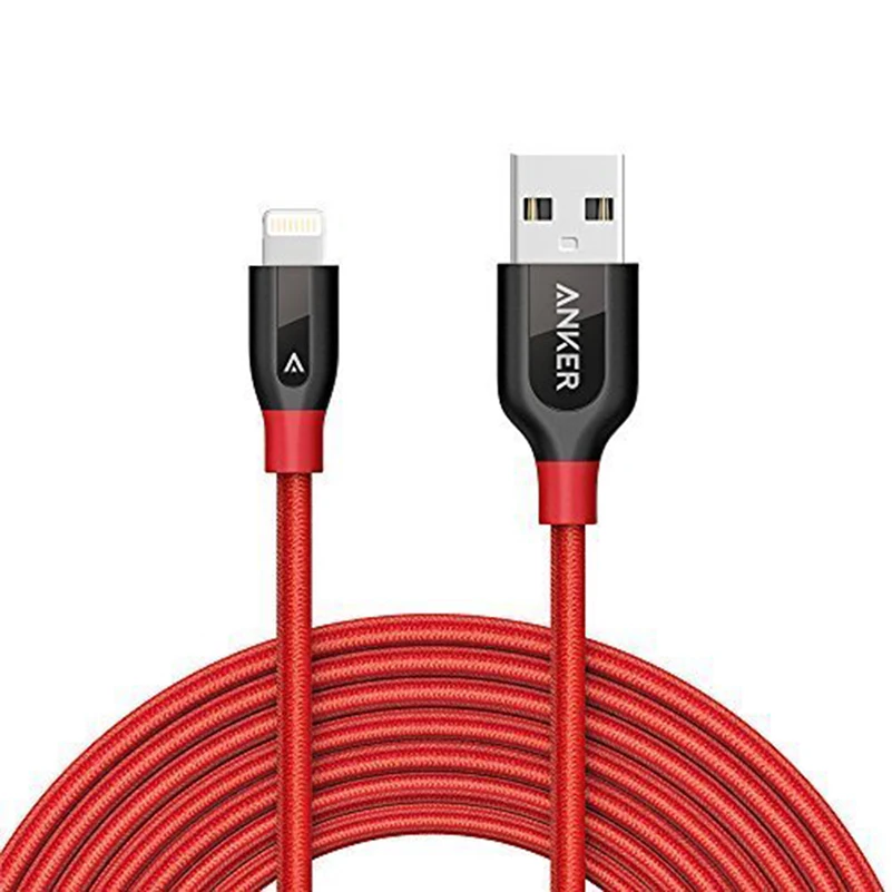 Anker PowerLine USB 10ft Durable and Fast Charging Cable Bulletproof Fiber Double Braided Nylon for iPhone