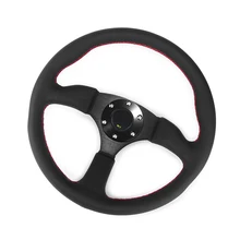 13 дюймов модифицированный гоночный автомобиль Руль 330 мм универсальный плоский из натуральной кожи авто Спортивное Рулевое Колесо
