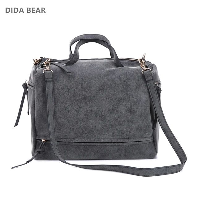 DIDA BEAR women handbag PU leather tote bag Retro shoulder messenger bags Tote Shopping bag green gray blue red Femme Sac a Main 2