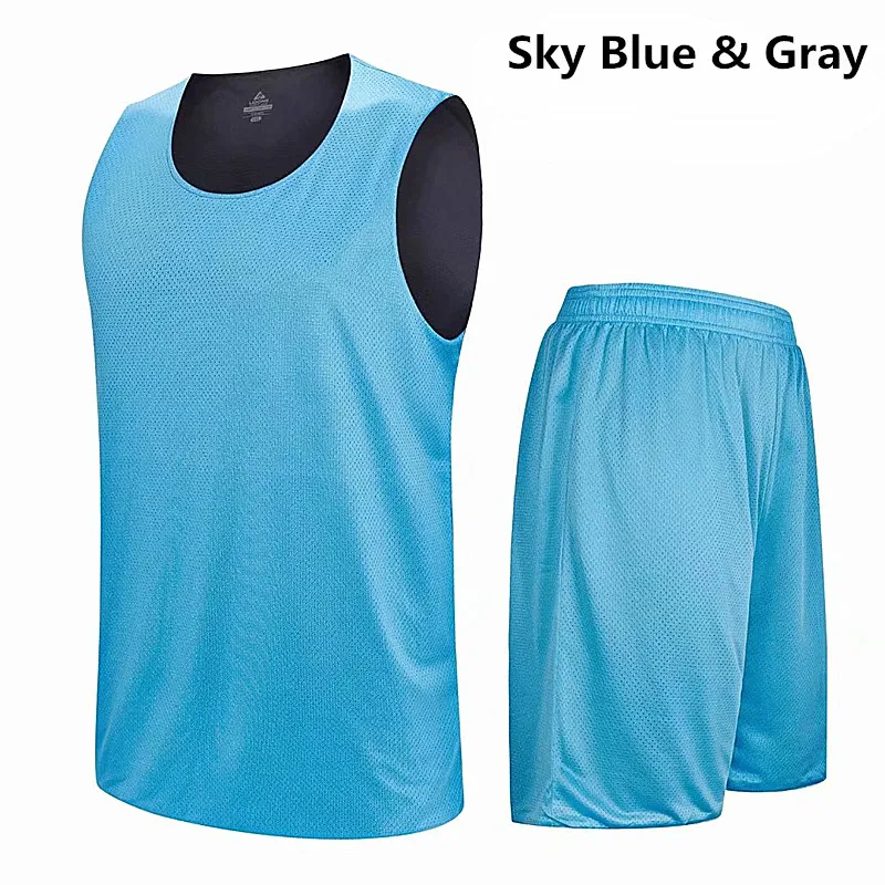 Double-sided Wearable Basketball Jersey Sets Uniforms Sports Clothing Breathable Quick Dry Men Kids Basketball Training suits