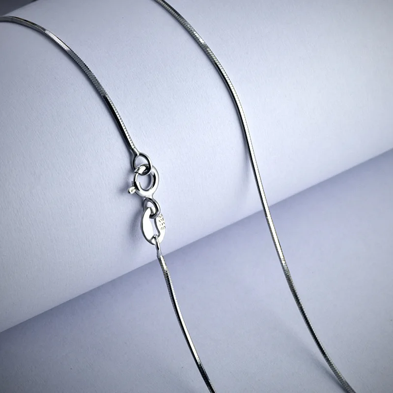

Real Pure 925 Sterling Silver Octagonal Snake Chain Short Simple Design Chokers Necklace For Women 1mm 16' 18'