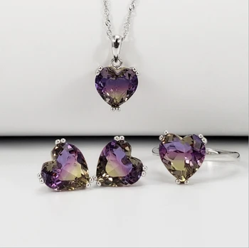 

Mystic Rainbow Cubic Zirconia White CZ Real 925 Sterling Silver Jewelry Sets For Women Party Necklace/Earrings/Pendant/Ring