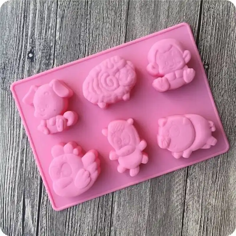 Molde Jabón Molde De Torta 6-Animal Cerdo Mono Molde de Silicona Molde para Dulces y Chocolates