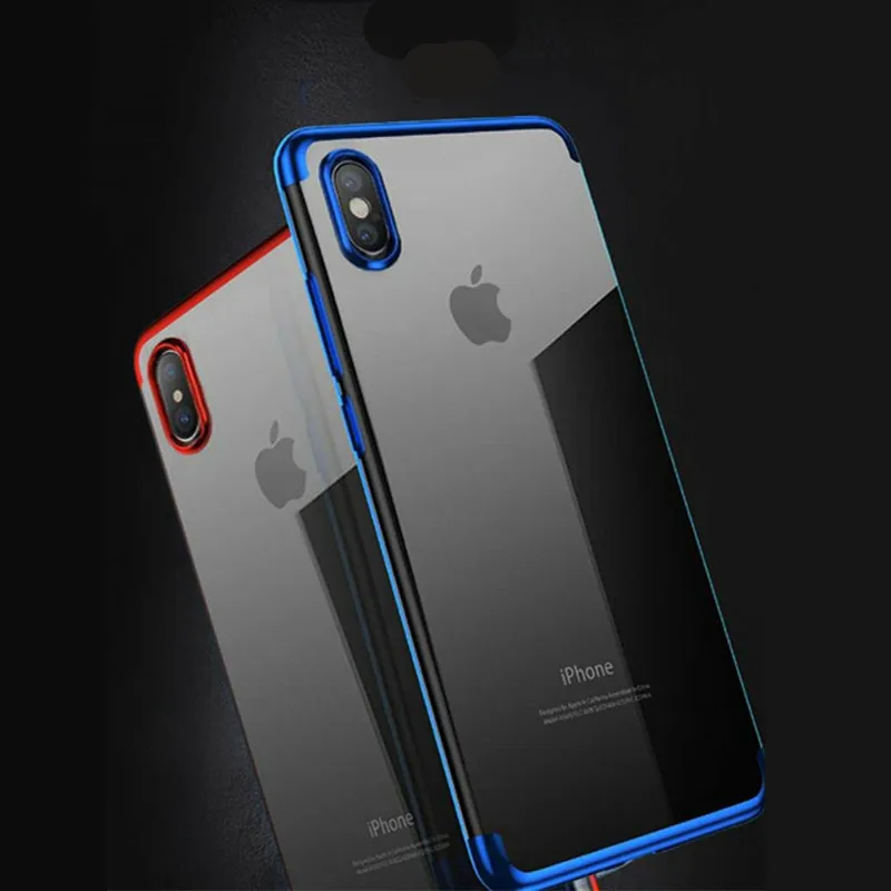 Luxury TPU Phone Case for iPhone X XS Transparent Gradient Plating Mobile Back Shell 7 7plus 8 6 Cover |