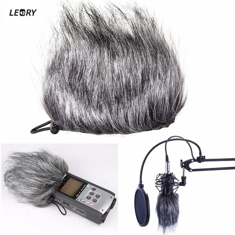 

LEORY Artificial Fur Microphone Muff Windscreen Wind Sleeve Shield Cover For Zoom H1 H2N H4N Q3 For Sony D50 Recorder 120x130mm