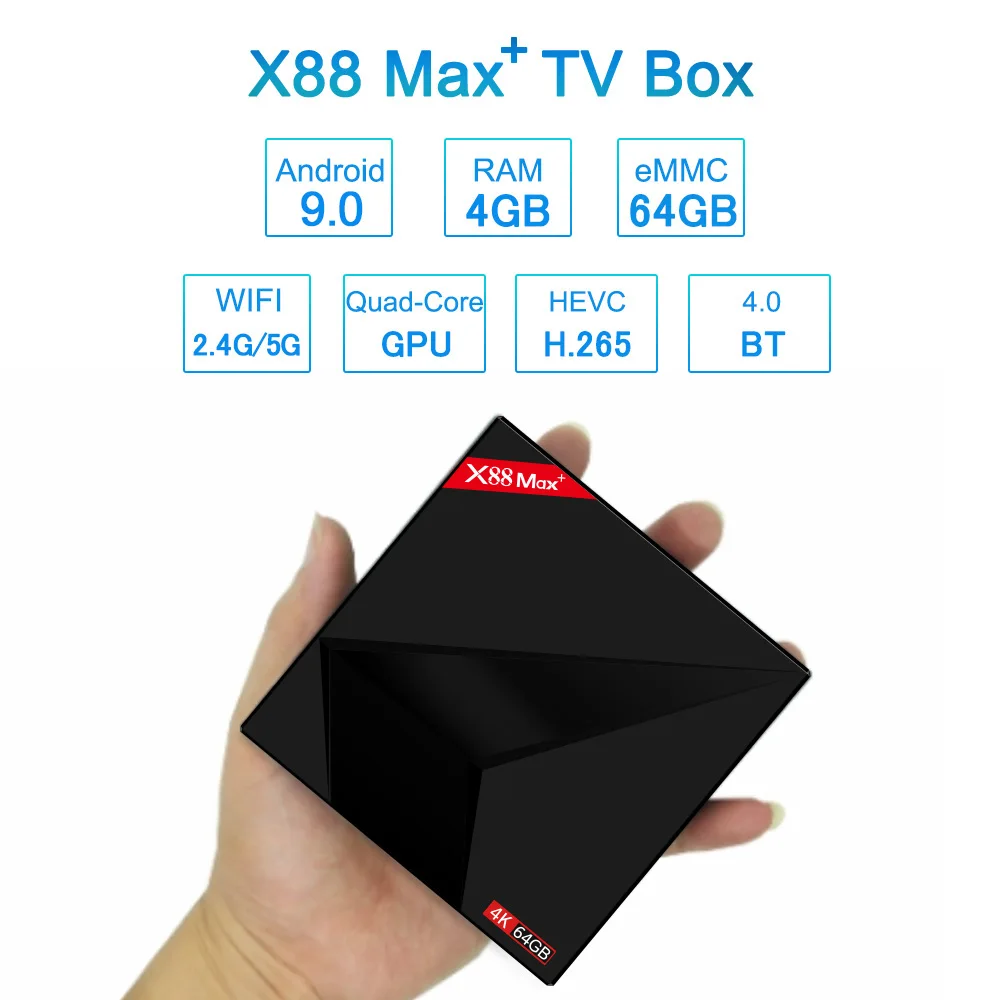 X88 MAX + Android 9,0 Smart Android tv Box RK3328 четырехъядерный 64 бит 4 ГБ/64 Гб смарт 4K телеприставка VP9 H.265 HDR10 2,4G 5G WiFi BT4.0 USB3.0 type-c HD для дисплея медиаплеера экран